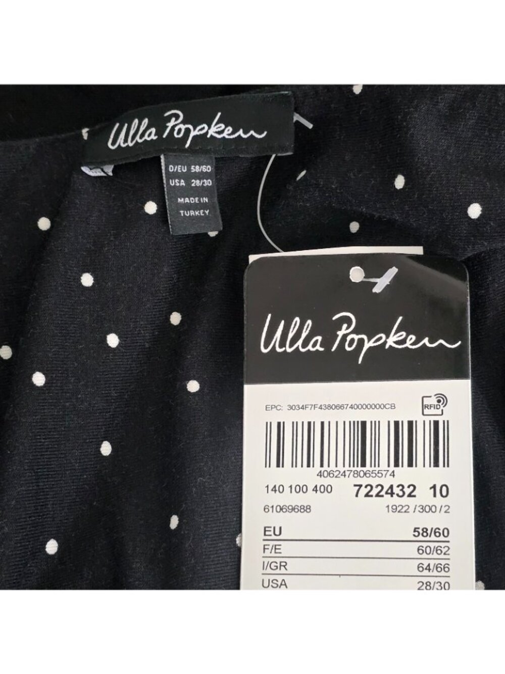 Ulla Popken Sheath Dress Women 28/30 Black Polka Dot Floral Pullover Sleeveless - Picture 8 of 8